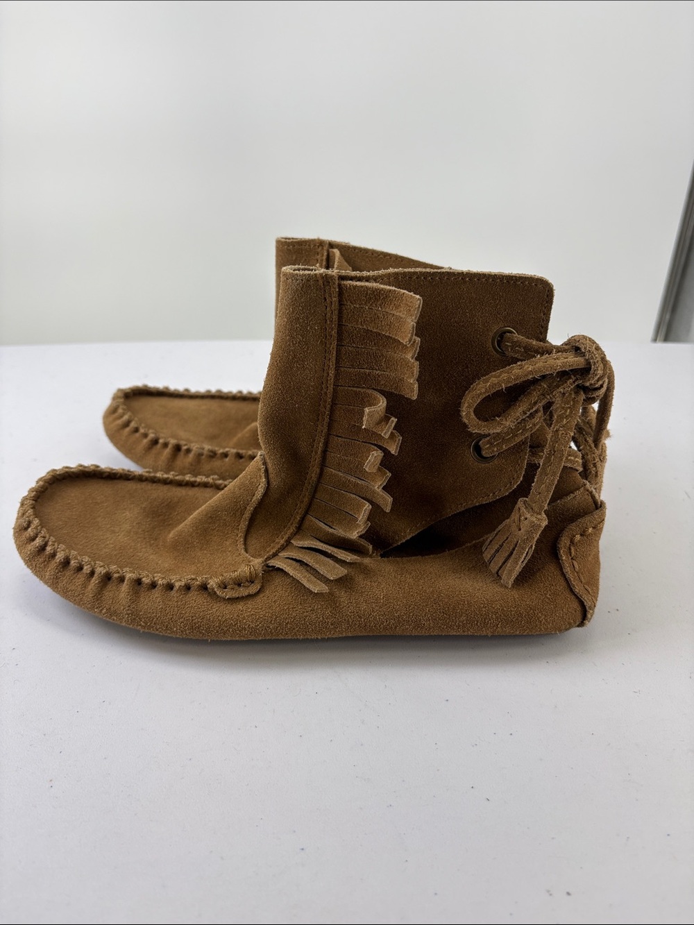 🐨 J. Crew Tan Suede Fringe Moccasin Booties